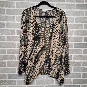 Notations Vintage Animal Print‎ Womens Long Sleeve Plus Size Top Size 1X Safari